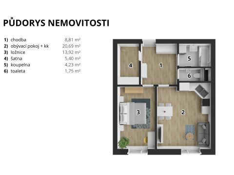 Byt 2kk 58m², Ohrazenice – Pardubice